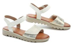 Jana 8-28265-42 bílo zlaté dámské sandály šíře H