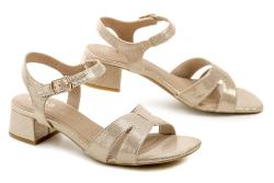 Jana 8-28382-46 lesklé béžové dámské sandály na podpatku