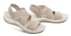 Jana 8-28768-42 zlato béžové dámské sandály šíře H