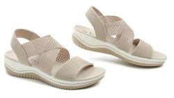 Jana 8-28768-42 zlato béžové dámské sandály šíře H