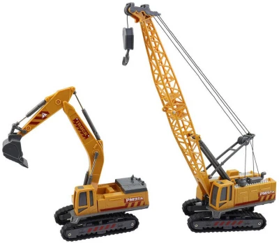 Jeřáb / bagr pásový stavební stroj žlutý 27cm volný chod 1:55 2 druhy plast