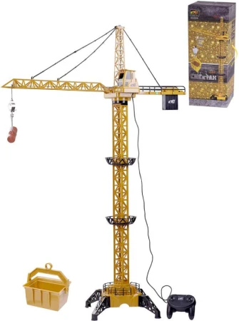 Jeřáb stavební 128cm ovládání na kabel set s doplňky na baterie plast