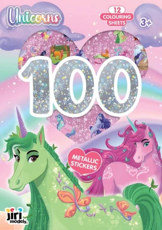 Jiri Models 100 samolepek + metalické omalovánky Jednorožci