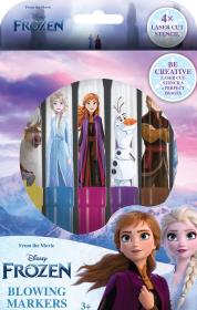 Jiri Models Fixy foukací 6ks Frozen (Ledové Království) set se 4 šablonami