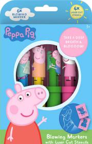 Jiri Models Fixy foukací 6ks Peppa Pig set se 4 šablonami Jiri Models Fixy foukací 6ks Peppa Pig set se 4 šablonami
