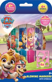 Jiri Models Fixy foukací 6ks Tlapková Patrola holky set se 4 šablonami Jiri Models Fixy foukací 6ks Tlapková Patrola holky set se 4 šablonami