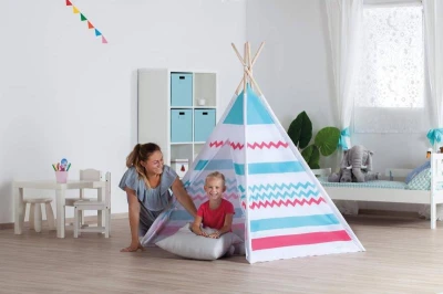 John Indiánsky detský stan Teepee 120x160x120cm drevená konštrukcia