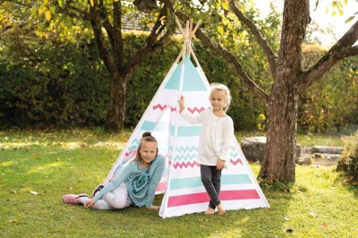 John Indiánsky detský stan Teepee 120x160x120cm drevená konštrukcia