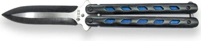 Joker Butterfly Aluminium Black/Blue 95 mm kapesní nůž motýlek