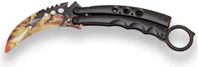 Joker Karambit Dragon Black/Orange Butterfly 85 mm tréninkový motýlek