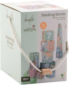 JOUECO DŘEVO Kostky baby stohovací zvířátka a čísla 10ks (dřevěná hračka)