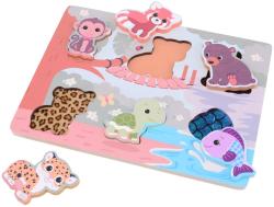 JOUECO DŘEVO Puzzle vkládací zvířátka 6 dílků na desce pro miminko