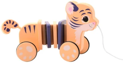 JOUECO DREVO Tygr ťahací baby ťahadlo na šnúrke (drevená hračka)