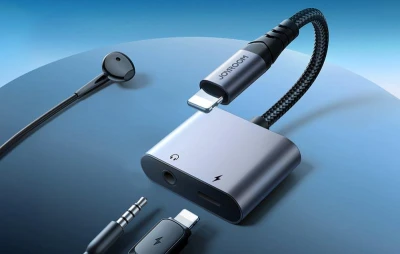 Joyroom Audio adaptér 2 v 1 SY-L01 Lightning na 3,5 mm + Lightning (černý)