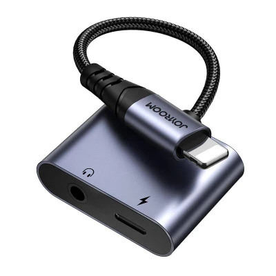 Joyroom Audio adaptér 2 v 1 SY-L01 Lightning na 3,5 mm + Lightning (černý)