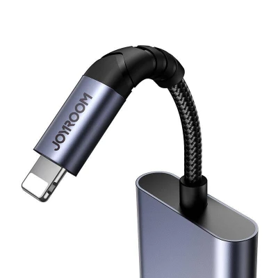 Joyroom Audio adaptér 2 v 1 SY-L01 Lightning na 3,5 mm + Lightning (černý)