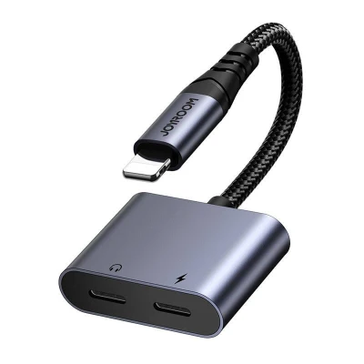 Joyroom Audio adaptér 2 v 1 SY-L01 Lightning na 3,5 mm + Lightning (černý)