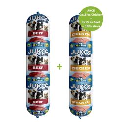 JUKO Salami Chicken (kuřecí) 2 x15 ks + Beef (hovězí) 2 x15 ks - %