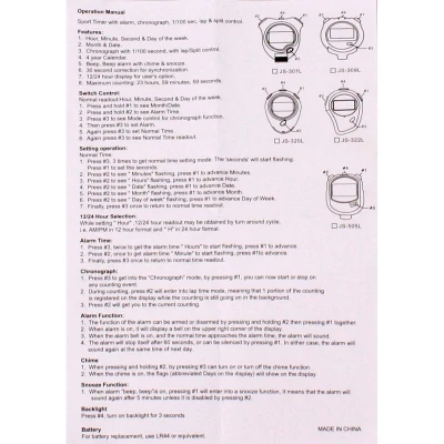 Junsd JS-322 Light stopky se 2 mezičasy