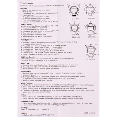 Junsd JS-322 Light stopky se 2 mezičasy