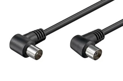 Kabel anténní 75 Ohm, IEC169-2, M-F, 2,5m, lomený na obou koncích 90° , černý Kabel anténní 75 Ohm, IEC169-2, M-F, 2,5m, lomený na obou koncích 90° , černý