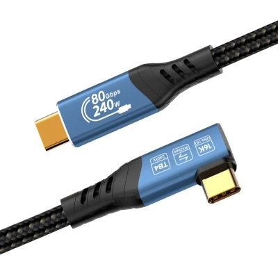 Kabel PremiumCord USB4™ Version2.0 Thunderbolt 3 a 4 80Gbps 16K@60Hz, 1,5m zahnutý, bavlněný oplet