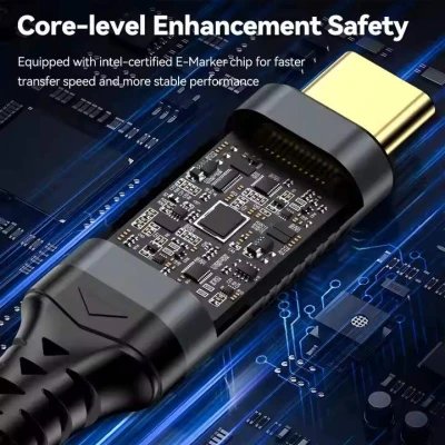 Kabel PremiumCord USB4™ Version2.0 Thunderbolt 3 a 4 80Gbps 16K@60Hz, 1,5m zahnutý, bavlněný oplet