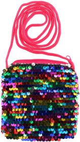 Kabelka dětská s barevnými flitry 11x12cm se změnou vzhledu látková růžová