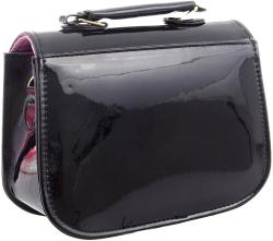 Kabelka kočička černá lakovaná 18x14cm s popruhem přes rameno