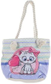 Kabelka přes rameno kočičika 28x20cm třpytivá látková taštička na zip