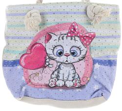 Kabelka přes rameno kočičika 28x20cm třpytivá látková taštička na zip