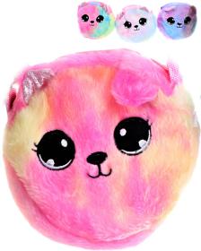 Kabelka přes rameno kočička 18x18cm kulatá taštička 4 barvy PLYŠ