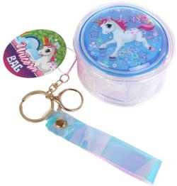 Kabelka unicorn mini kulatá holografická s jednorožcem přívěsek na klíče