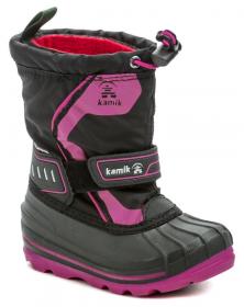 Kamik Snowcoast4 black magenta detské zimné snehule