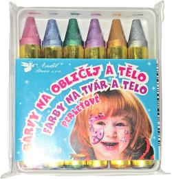 KARNEVAL Barvy na obličej a tělo set 6ks perleťové (karnevalový doplněk)