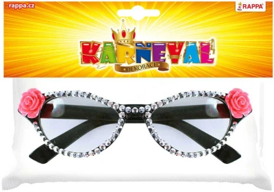 KARNEVAL Brýle retro zdobené s růží dospělé (karnevalový doplněk)