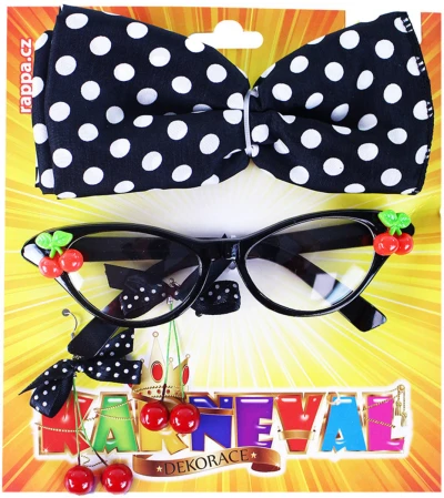 KARNEVAL Brýle s retro doplňky třešně (karnevalový doplněk)