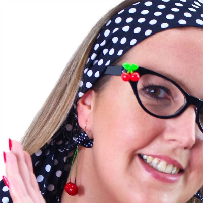 KARNEVAL Brýle s retro doplňky třešně (karnevalový doplněk)