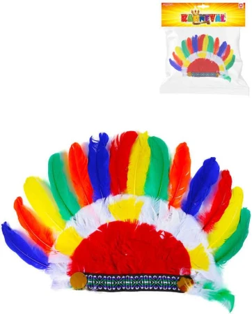 KARNEVAL Čelenka indiánská barevné peří náčelnická, vysoká (karnevalový doplněk) KARNEVAL Čelenka indiánská barevné peří náčelnická, vysoká (karnevalový doplněk)