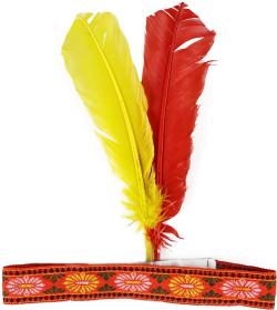 KARNEVAL Čelenka indiánská ribana s výšivkou barevná péra