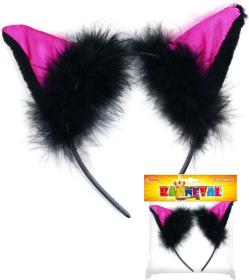 KARNEVAL Čelenka kočka s ušima s peřím v sáčku (karnevalový doplněk) KARNEVAL Čelenka kočka s ušima s peřím v sáčku (karnevalový doplněk)