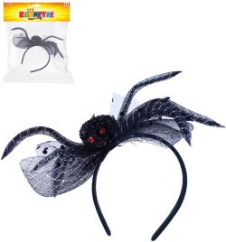 KARNEVAL Čelenka pavouk s mašlí Halloween dekorace KARNEVAL Čelenka pavouk s mašlí Halloween dekorace