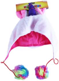 KARNEVAL Čepice jednorožec s bambulkami (karnevalový doplněk)