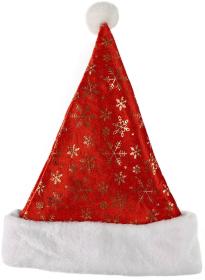 KARNEVAL Čepice vánoční červená 40cm zlaté vločky Santa Claus KARNEVAL Čepice vánoční červená 40cm zlaté vločky Santa Claus