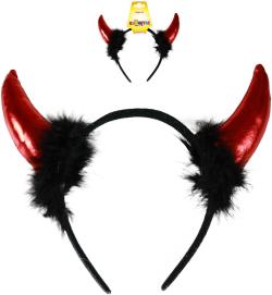 KARNEVAL Čertí rohy s peřím čelenka (karnevalový doplněk) KARNEVAL Čertí rohy s peřím čelenka (karnevalový doplněk)