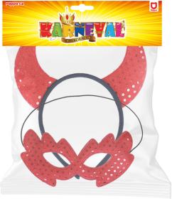 KARNEVAL Čertí rohy + škraboška čertice (karnevalový doplněk)