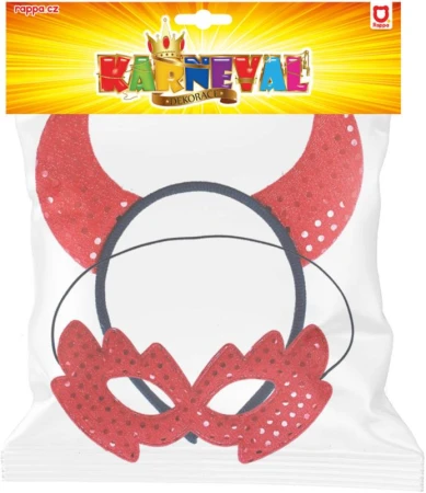KARNEVAL Čertí rohy + škraboška čertice (karnevalový doplněk)