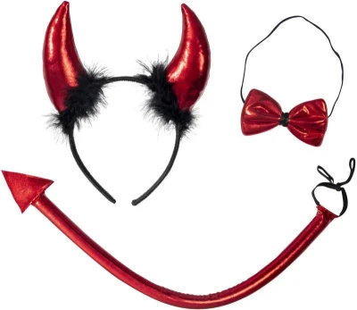 KARNEVAL Čertovská sada rohy + ocas + motýlek (karnevalový doplněk)
