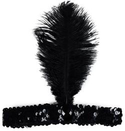 KARNEVAL Charleston čelenka s peřím set s korálemi a cigaretovou špičkou