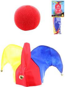 KARNEVAL Klaunův nos a čepice s rolničkami (karnevalový doplněk) KARNEVAL Klaunův nos a čepice s rolničkami (karnevalový doplněk)